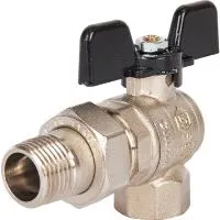 STOUT Кран SVB-0008-000015 шаровой полнопроходной угловой, ВР/НР, ручка бабочка 1/2, американка