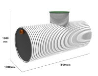 Горизонтальная станция биол. очистки KANN ECO - 3, 1-3 человека (400 л/сутки), залп. сброс 100 л. ввод 60см, самотечный
