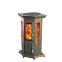 Отопительная печь-камин Статика Квинта, чёрная бронза